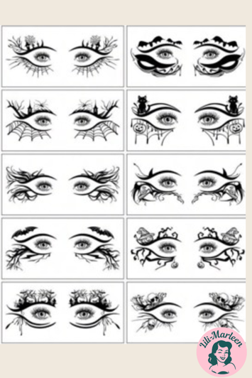 Midlertidige tatoveringer: Dramatiske øjne - Halloween - 10 stks.