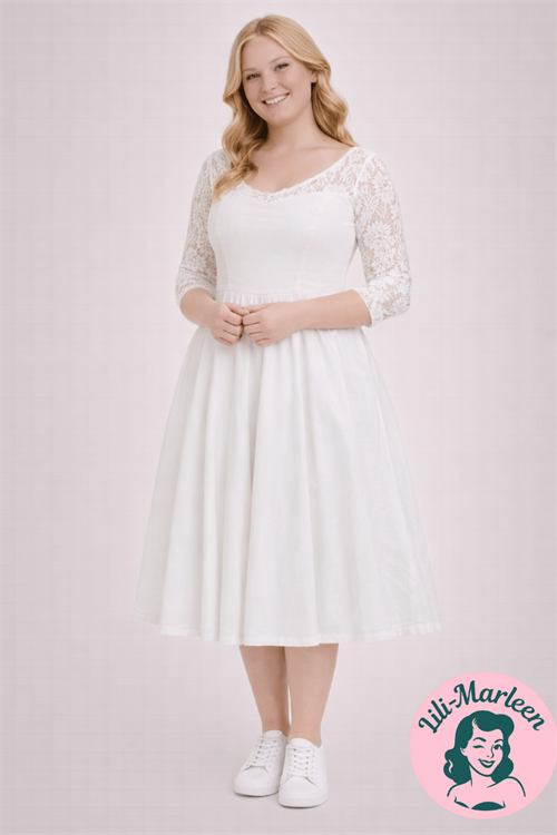 Vintageinspireret cremekjole - Sky