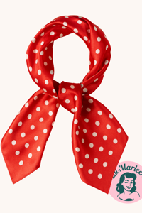 Satin-tørklæde i rødt med hvide polkaprikker – retrocharme med glans