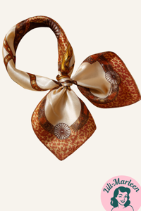 Satin tørklæde til hals eller hår; brun/creme