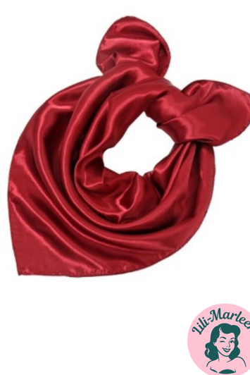 Satin tørklæde til håret eller hals, vinrødt