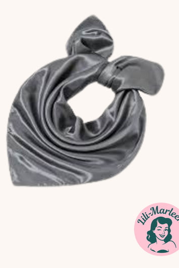 Satin tørklæde til håret eller hals, mørk sølvgrå