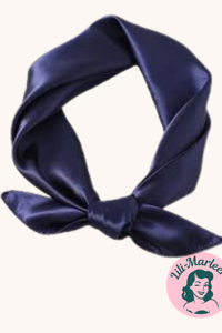 Satin tørklæde til håret eller hals, navyblå 
