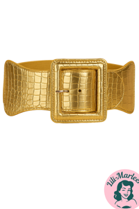 Bredt elastisk lakbælte, guld 