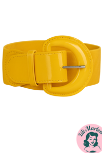 Bredt elastisk lakbælte, gul