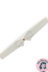 Smalt elastisk bælte med dobbelt sløjfe, hvidt 