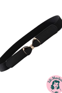 Smalt Elastisk Bælte med Sløjfe - sort 