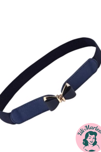 Smalt elastisk bælte med sløjfe, navy
