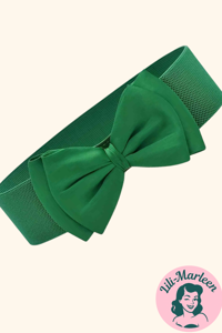 Bredt elastisk bælte med satin sløjfe grøn