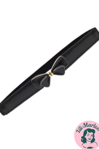 Smalt elastisk bælte med dobbelt sløjfe, sort