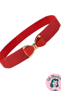 Smalt elastisk bælte med sløjfe, rødt 