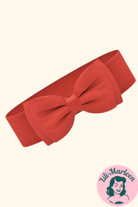 Bredt elastisk bælte med satin sløjfe rød