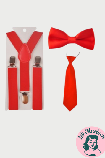 Børne seler og butterfly og slips, rød