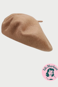 Beret, Caffelatté - lækker vintageinspireret filt beret
