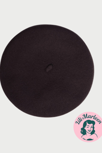 Beret, Mørk brun - lækker vintageinspireret filt beret