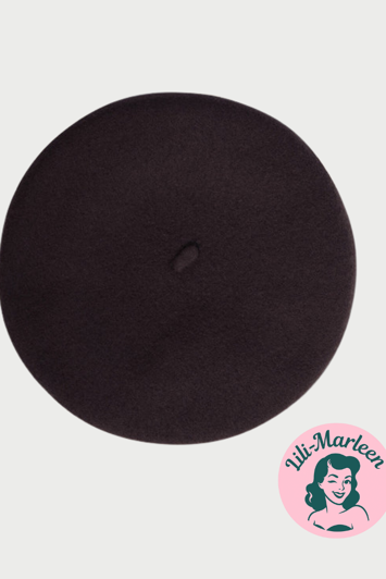Beret, Mørk brun - lækker vintageinspireret filt beret