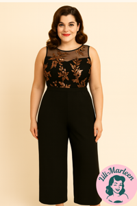 Buksedragt Miss Stockholm - Sort Buksedragt med Kobber Palietter