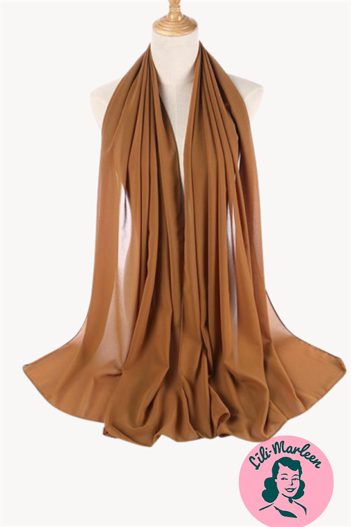 Chiffon Sjal, honning-karamel – Varm karamelbrun elegance