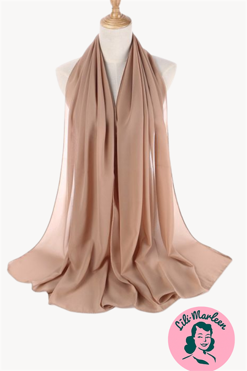 Chiffon Sjal, lys caffelatte – Delikat elegance og lethed