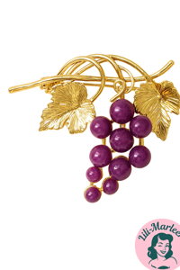 Broche - vindrueklase med perler, lilla