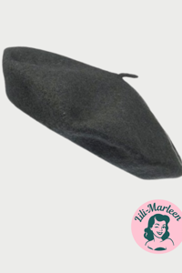 Beret, army grøn - lækker vintageinspireret filt beret