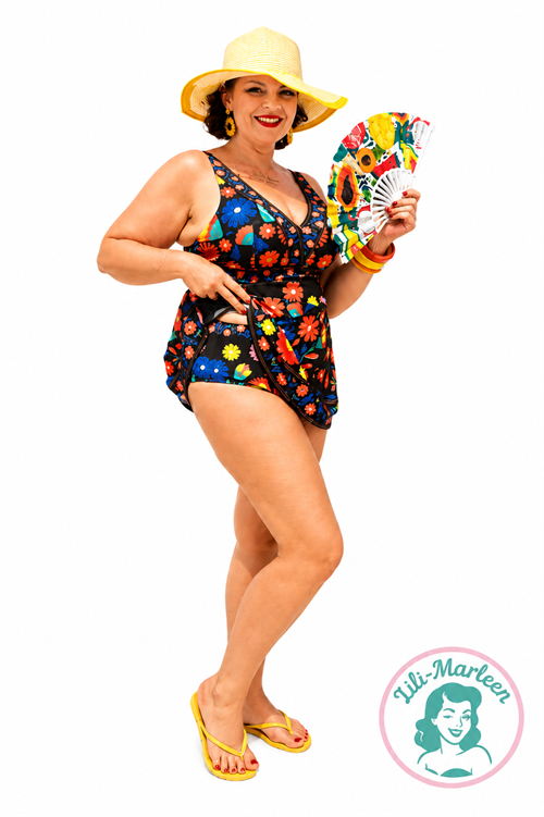 Miss Flower Power – Todelt Plus Size Tankini med Vintage Blomsterprint