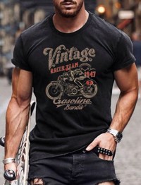 T-shirt til mænd - vintage racer team - sort T-shirt med fedt retro-tryk