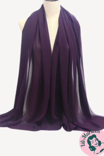 Chiffon Sjal, mørk violet