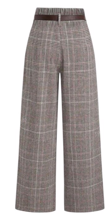 Højtaljet bukser Miss Evita - klassisk brune tern