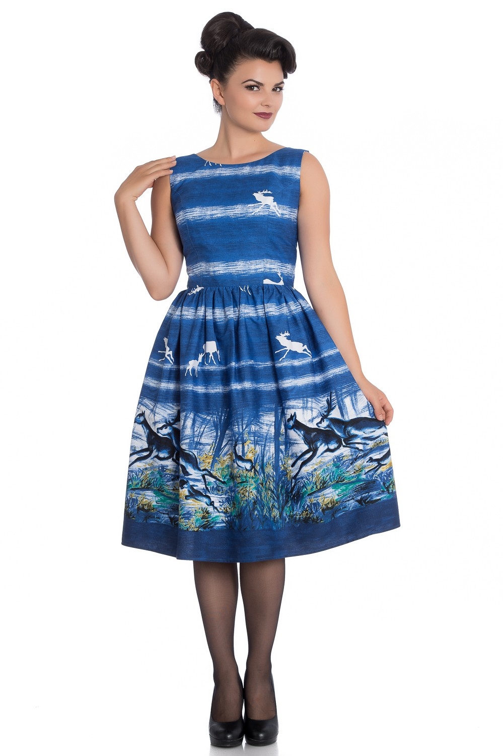 Montana kjole, blå - sød med efterårs/vintermotiv - Vi elsker alle årstider