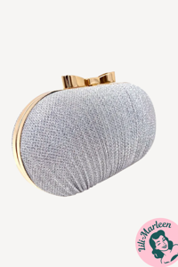 Fest Clutch - Alena, sølv - festtaske med sløjfe