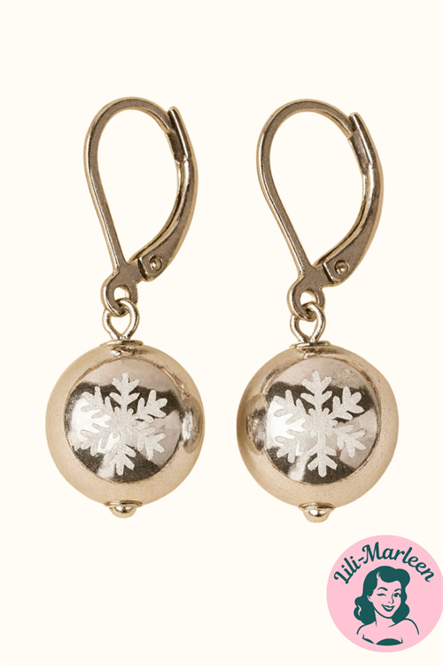 Hængeøreringe – Sølv Julekugler med Snefnug – Klassisk vintermagi i miniformat