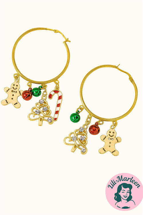 Hængeøreringe – Julecharms i Guld – Legende, festlige og fulde af decembermagi