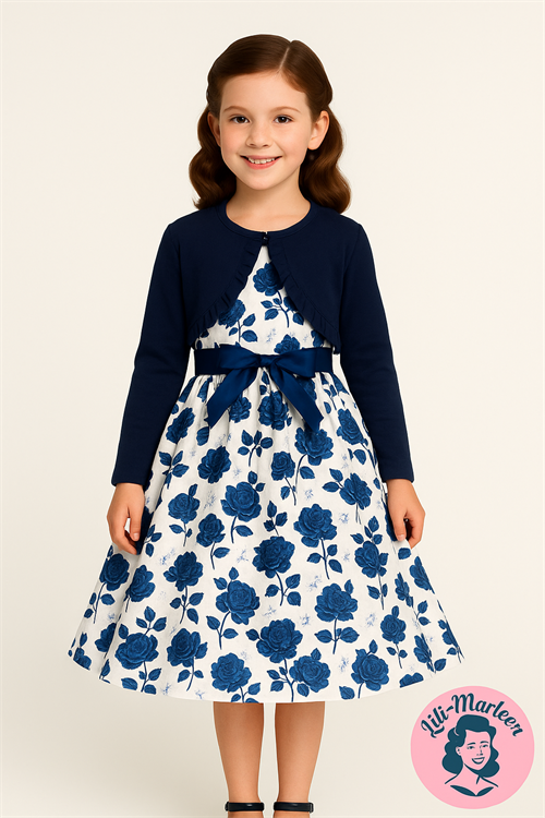 Børne swing kjole, Mini Miss Lillian, navy