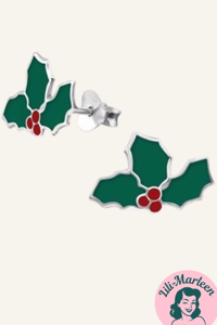 Juleøreringe 925 sølv; Søde øreringe med kristtjørn
