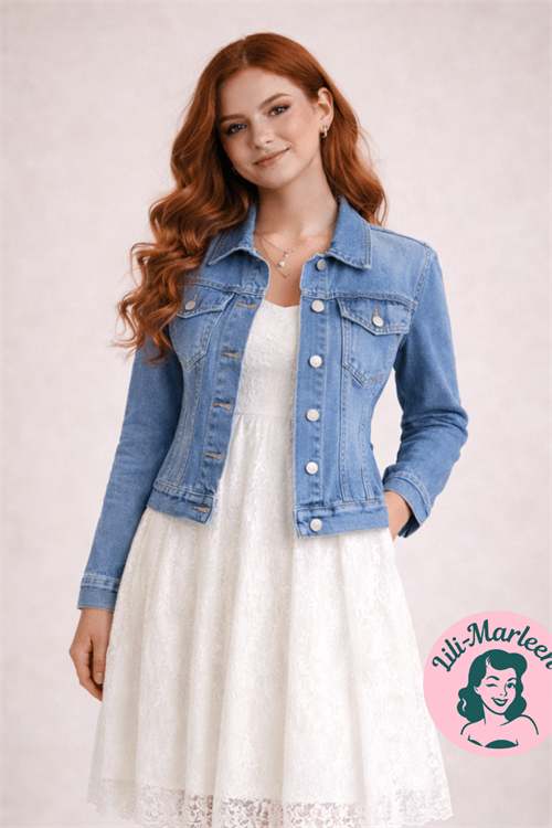 Lys Kort Denimjakke med Casual Vintage-Feel