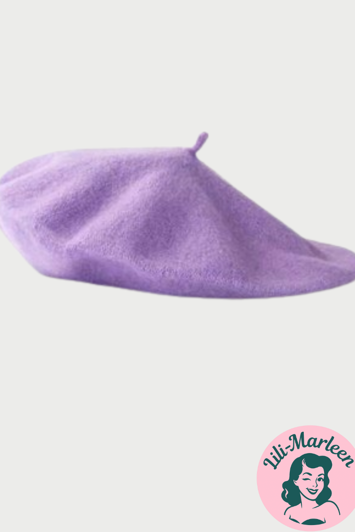 Beret, lavendel - lækker vintageinspireret filt beret