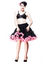 Deluxe petticoat/skørt kort; sort/pink