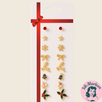 Julesøreringe sæt: 8 par juleøreringe - kom i den rette julestemning - mistelten