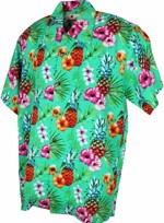 60´s Hawaii Skjorte - Pineapple Green - Hawaiian Shirt