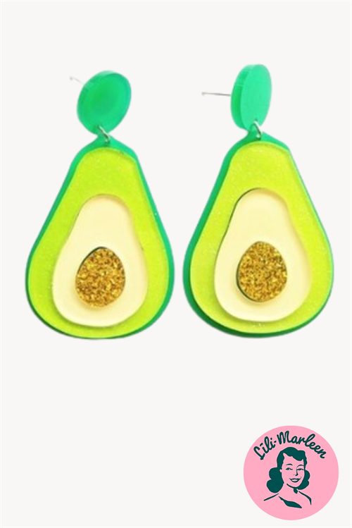 Øreringe -  store hængeøreringe "Avocado"