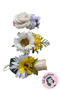 Hårklips med 3 hårklips - ivory/gul/hvid/blå (M2)