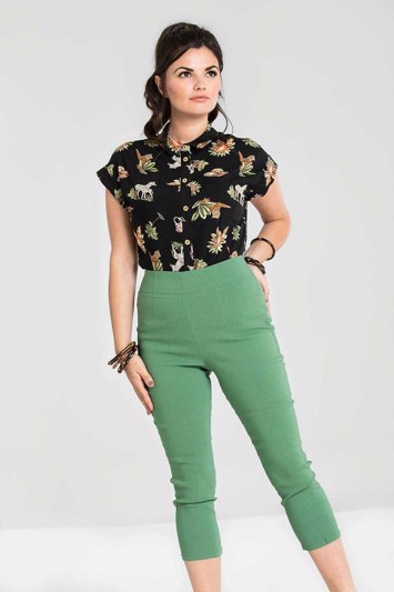 Capris: Tina, støvet grøn