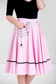 Swingnederdel: Miss Muffet, sød lyserød nederdel med spindelvæv 