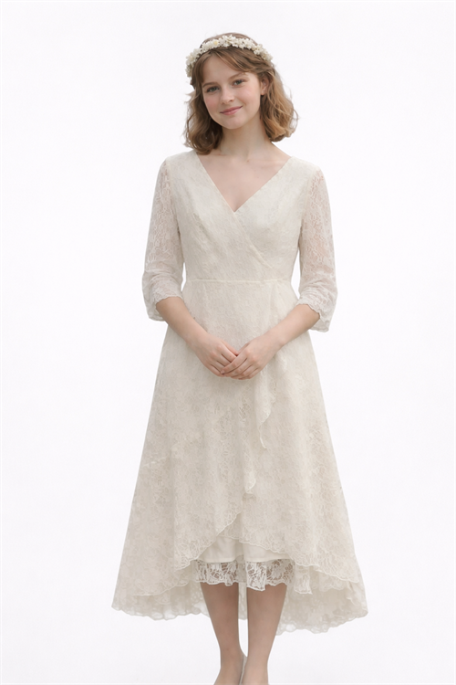 Konfirmations/kort brudekjole - Vanessa, smuk blonde kjole i offwhite