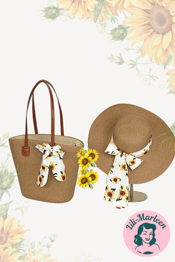 Sunflower Chic – Solhat og taske med solsikkedrømme og sommerstemning 