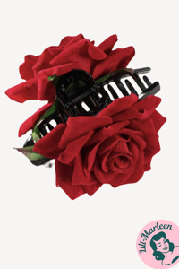 Hårklips/hårklemme - stor rose, rød