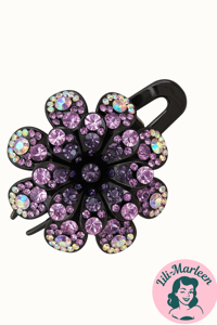 Hårklips - Stor Blomst med Glitrende Sten, lilla