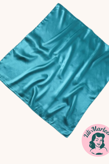 Satin tørklæde til håret eller hals, teal