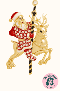 Broche - Julemanden på guld buk